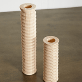 Spiral Pine Modern Wood Candle Candlestick Holder White Cliff Studio Candles and Candle Accessories