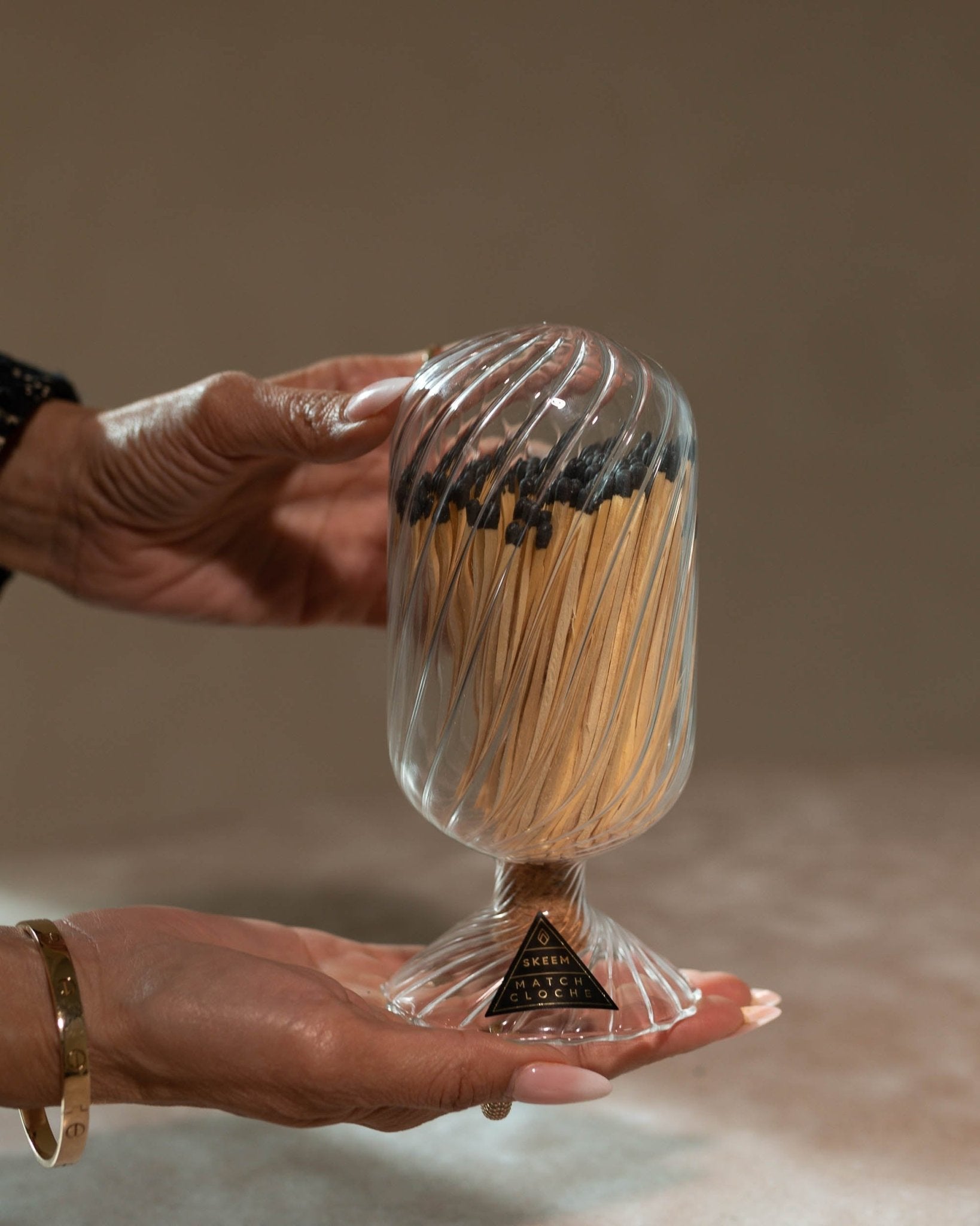 Voltaire Hand - Blown Glass Match Cloche - 120 Matches Display White Cliff Studio Candles and Candle Accessories