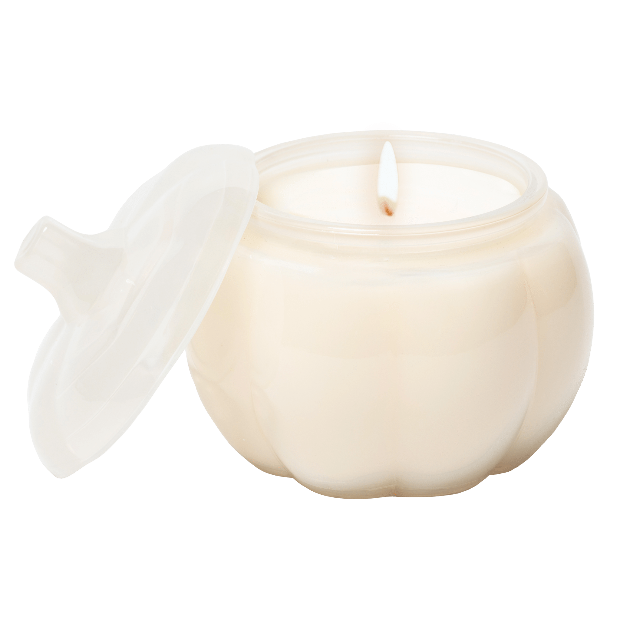 Warm and Cozy Soy Candle - White Translucent Glass Pumpkin Jar - 20 oz White Cliff Studio Candles and Candle Accessories