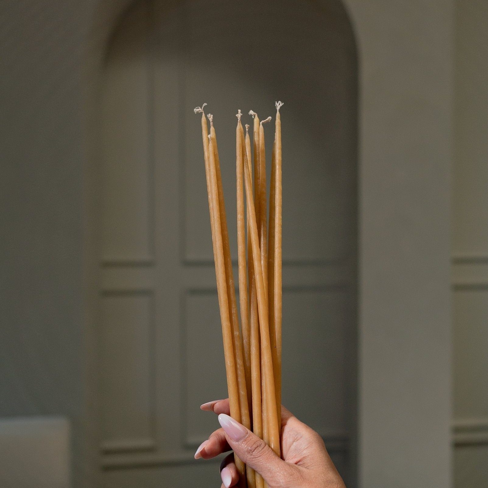 100% Natural Beeswax Taper Candles Set of 10 - 12 Inch Dripless