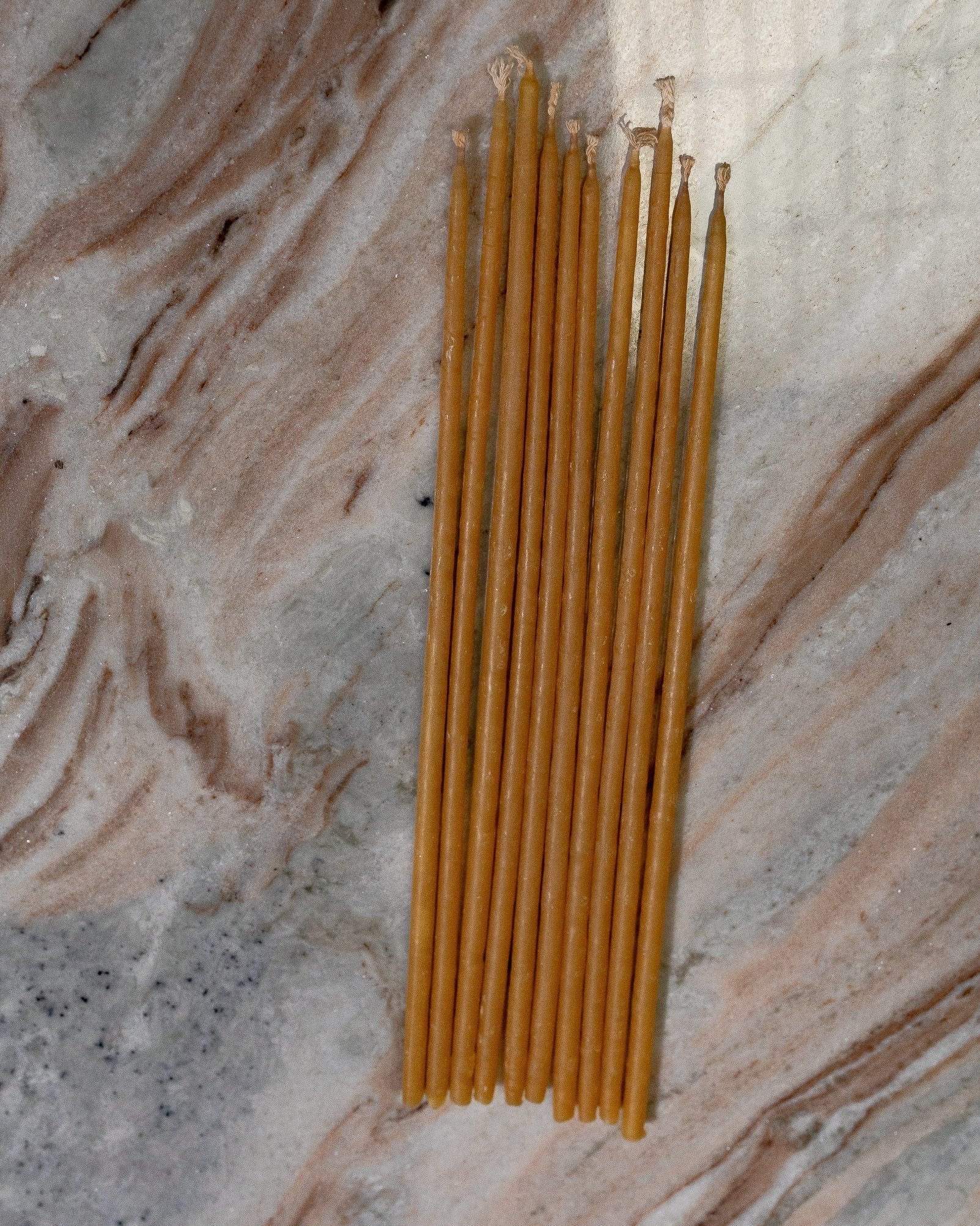 100% Natural Beeswax Taper Candles Set of 10 - 12 Inch Dripless