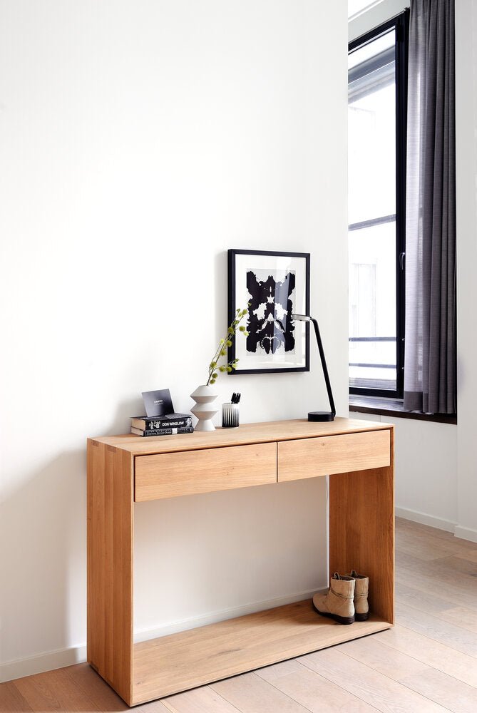 Nordic Oak Console Table with Drawers
