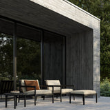 Jack outdoor lounge chair - varnished teak - black - Natural fabric