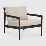 Jack outdoor lounge chair - varnished teak - black - Natural fabric