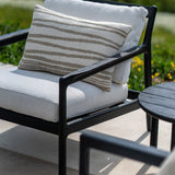 Jack outdoor lounge chair - varnished teak - black - Off White fabric