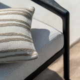 Jack outdoor lounge chair - varnished teak - black - Off White fabric