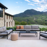 Jack outdoor lounge chair - varnished teak - black - Mocha fabric