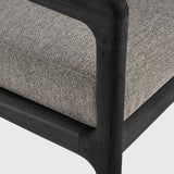 Jack outdoor lounge chair - varnished teak - black - Mocha fabric