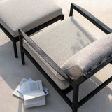 Jack outdoor lounge chair - varnished teak - black - Mocha fabric