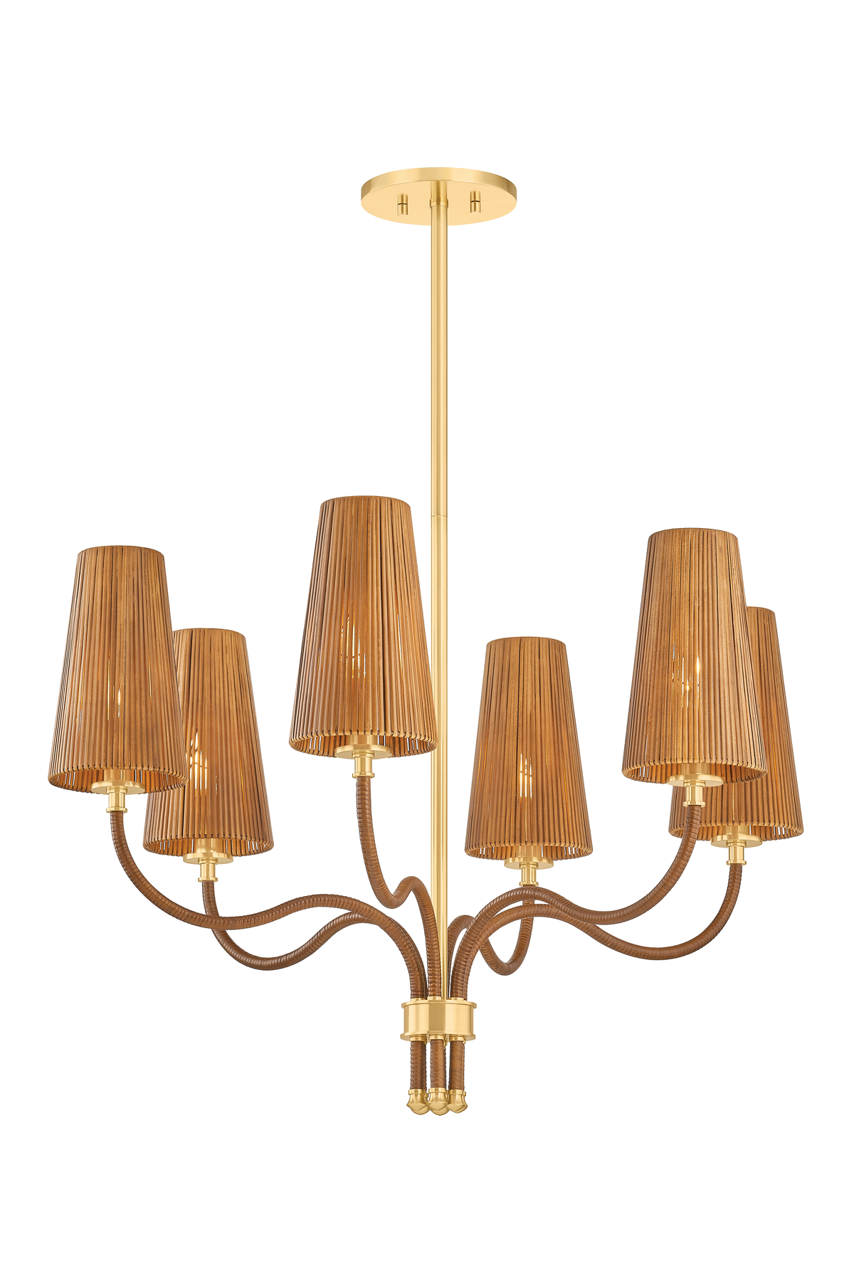Hudson Valley Lighting Atwood Chandelier in Aged Brass - Detail Close-Up