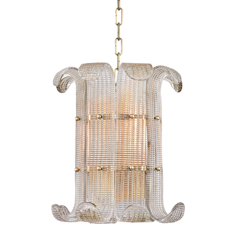 Hudson Valley Lighting Brasher Pendant in Aged Brass - Detail Close-Up