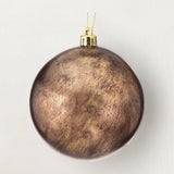 4" Antique Gold Holiday Ball Ornament, Box of 4 White Cliff Studio Holiday Ornaments and Ribbons