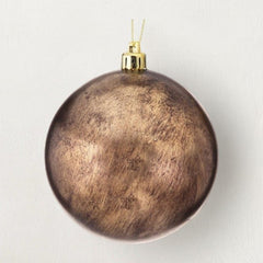 4" Antique Gold Holiday Ball Ornament, Box of 4 White Cliff Studio Holiday Ornaments and Ribbons