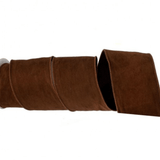 4" Brown Suede Decorative Wired Ribbon, 5 Yards White Cliff Studio Holiday Ornaments and Ribbons