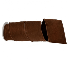 4" Brown Suede Decorative Wired Ribbon, 5 Yards White Cliff Studio Holiday Ornaments and Ribbons