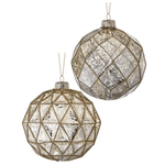 4" Mercury Glass Geometric Ball Ornament White Cliff Studio Holiday Ornaments and Ribbons