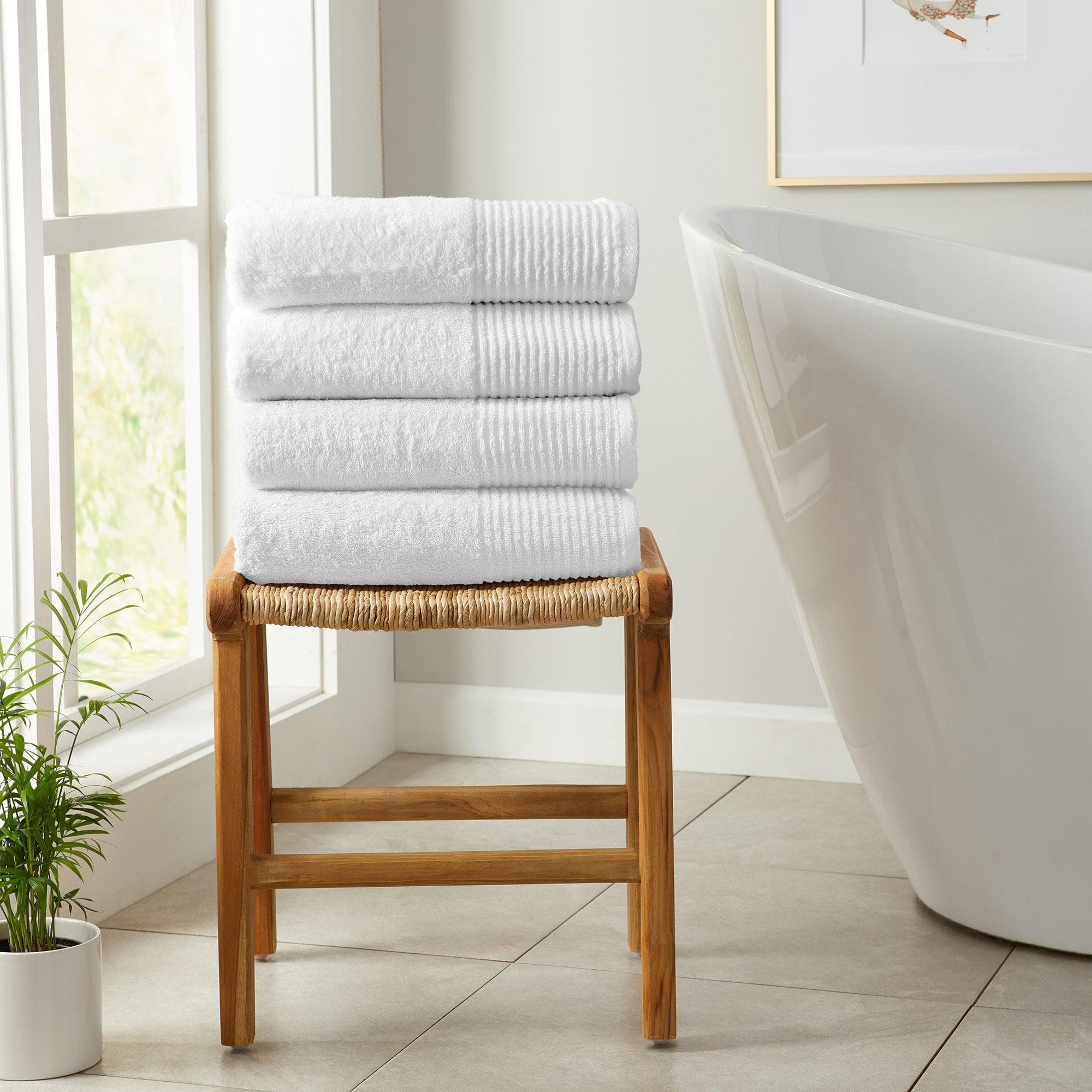 4 Pack Cotton Bath Towels - Kasper Collection White Cliff Studio Towels