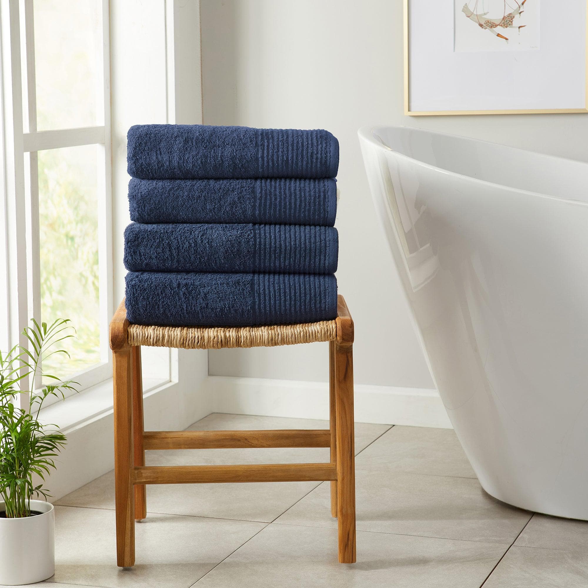 4 Pack Cotton Bath Towels - Kasper Collection White Cliff Studio Towels