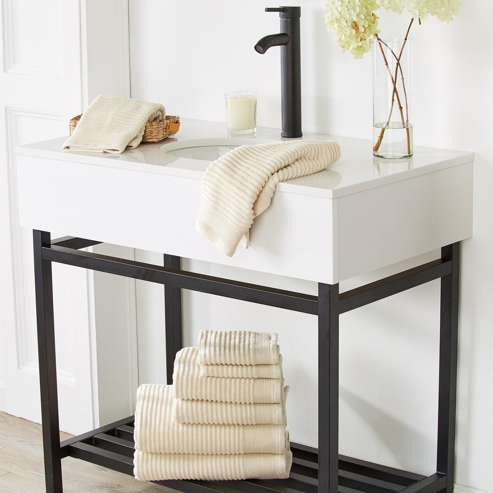 4 Pack Ribbed Hand Towels - Rori Collection White Cliff Studio Towels