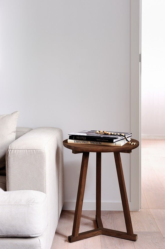 Tripod Small Round Side Table, Teak