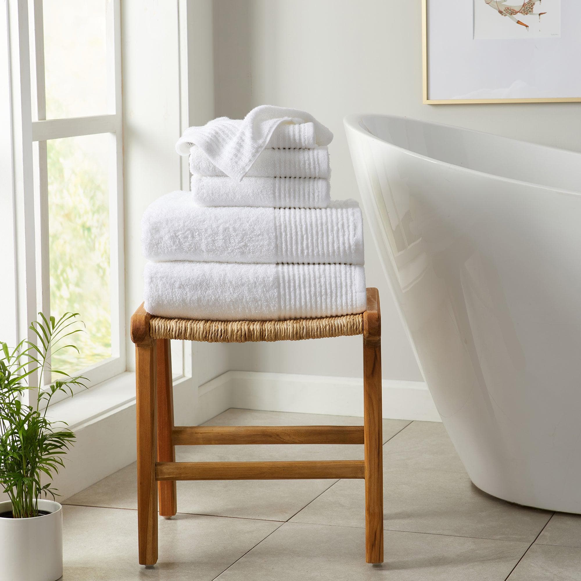 6 Piece Set Cotton Bath Towels - Kasper Collection White Cliff Studio Towels
