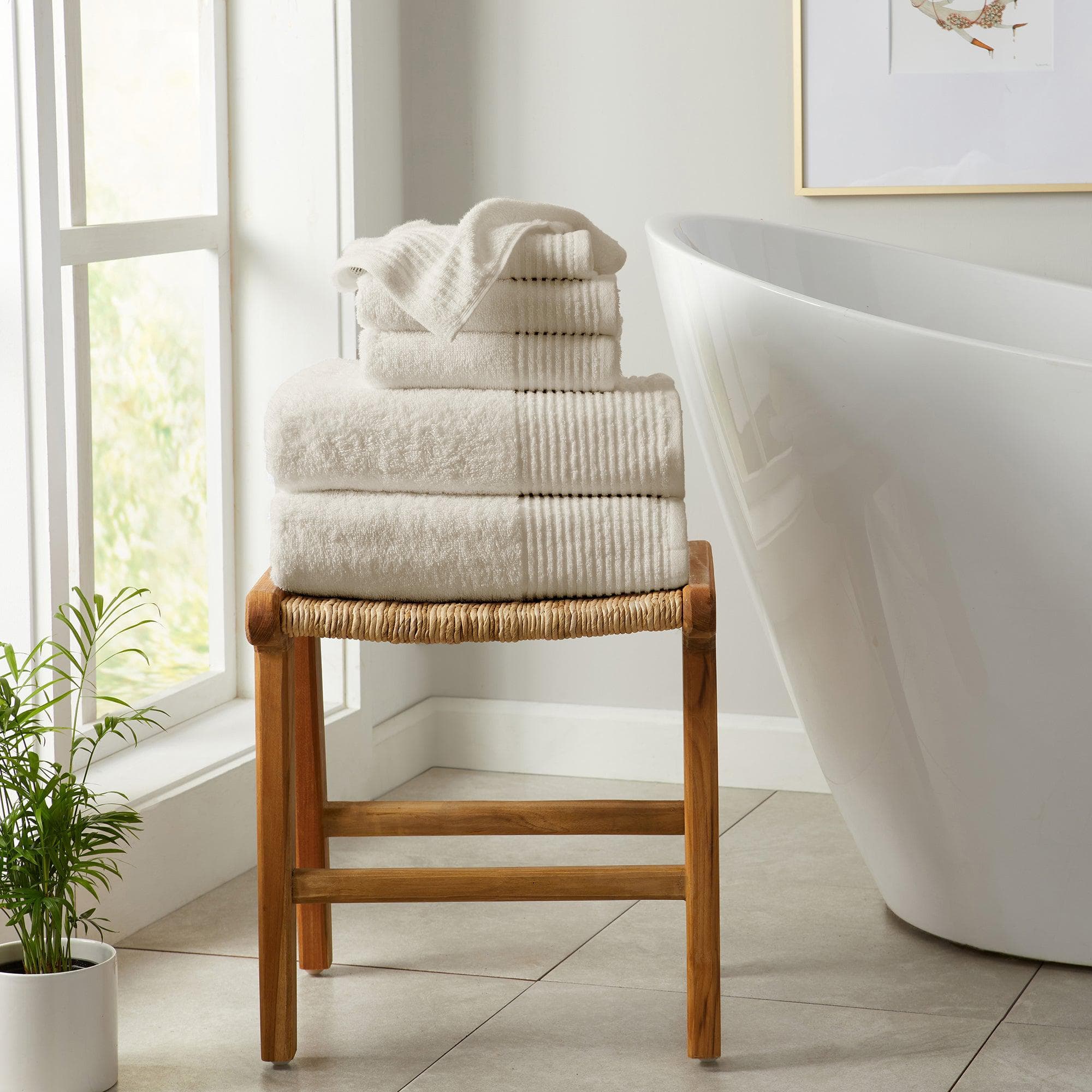 6 Piece Set Cotton Bath Towels - Kasper Collection White Cliff Studio Towels