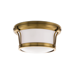 Hudson Valley Lighting Newport Flush Mount in Aged Brass - Detail Close-Up