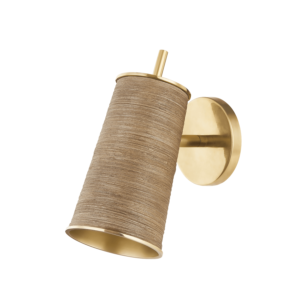 Delran Rattan and Brass Wall Sconce