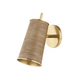 Delran Rattan and Brass Wall Sconce
