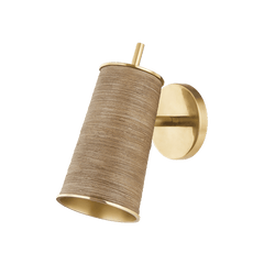 Delran Rattan and Brass Wall Sconce