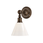 Dorian Wall Sconce in Distressed Bronze, Glass Shade