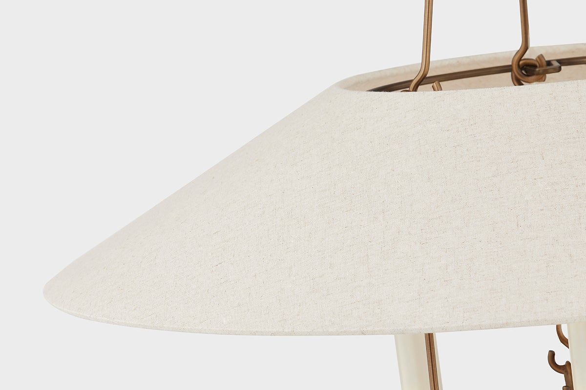 Des Peres Chandelier in Patina Brass