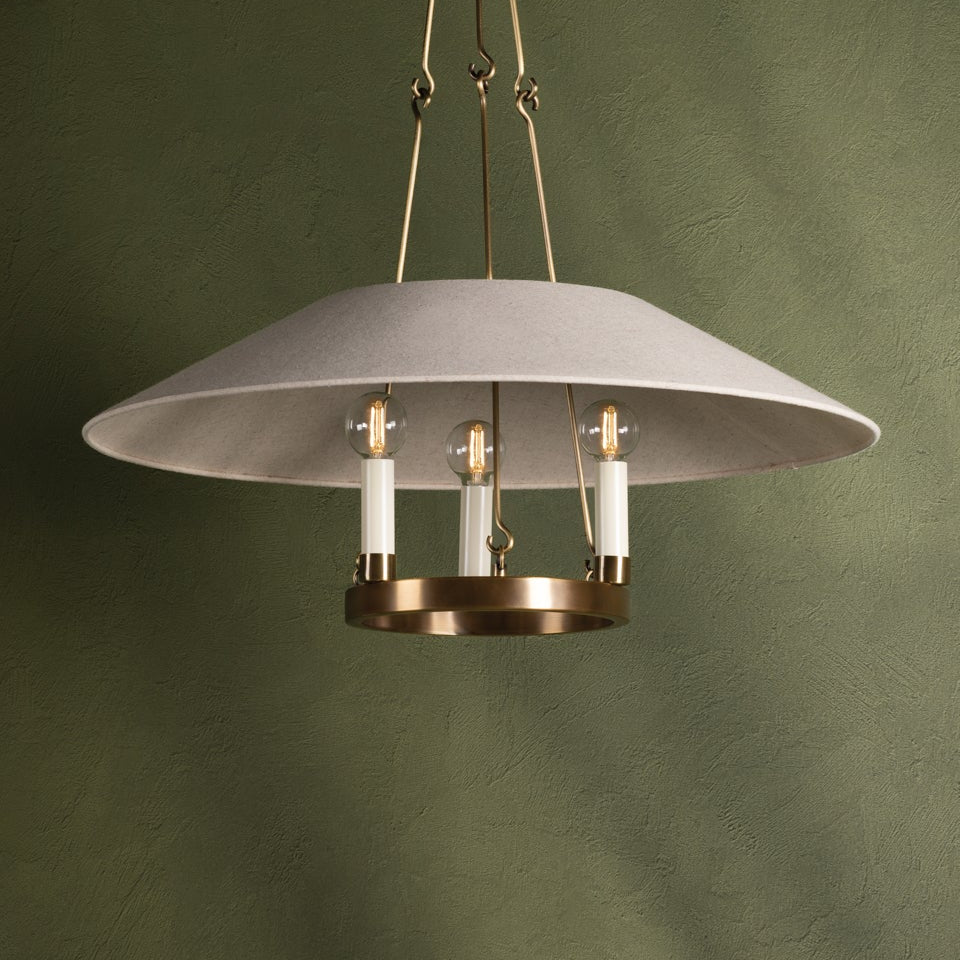 Des Peres Chandelier in Patina Brass