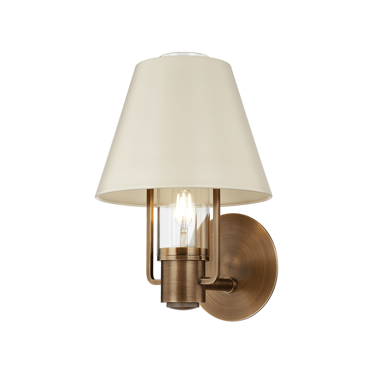 Cassette Wall Sconce in Patina Brass