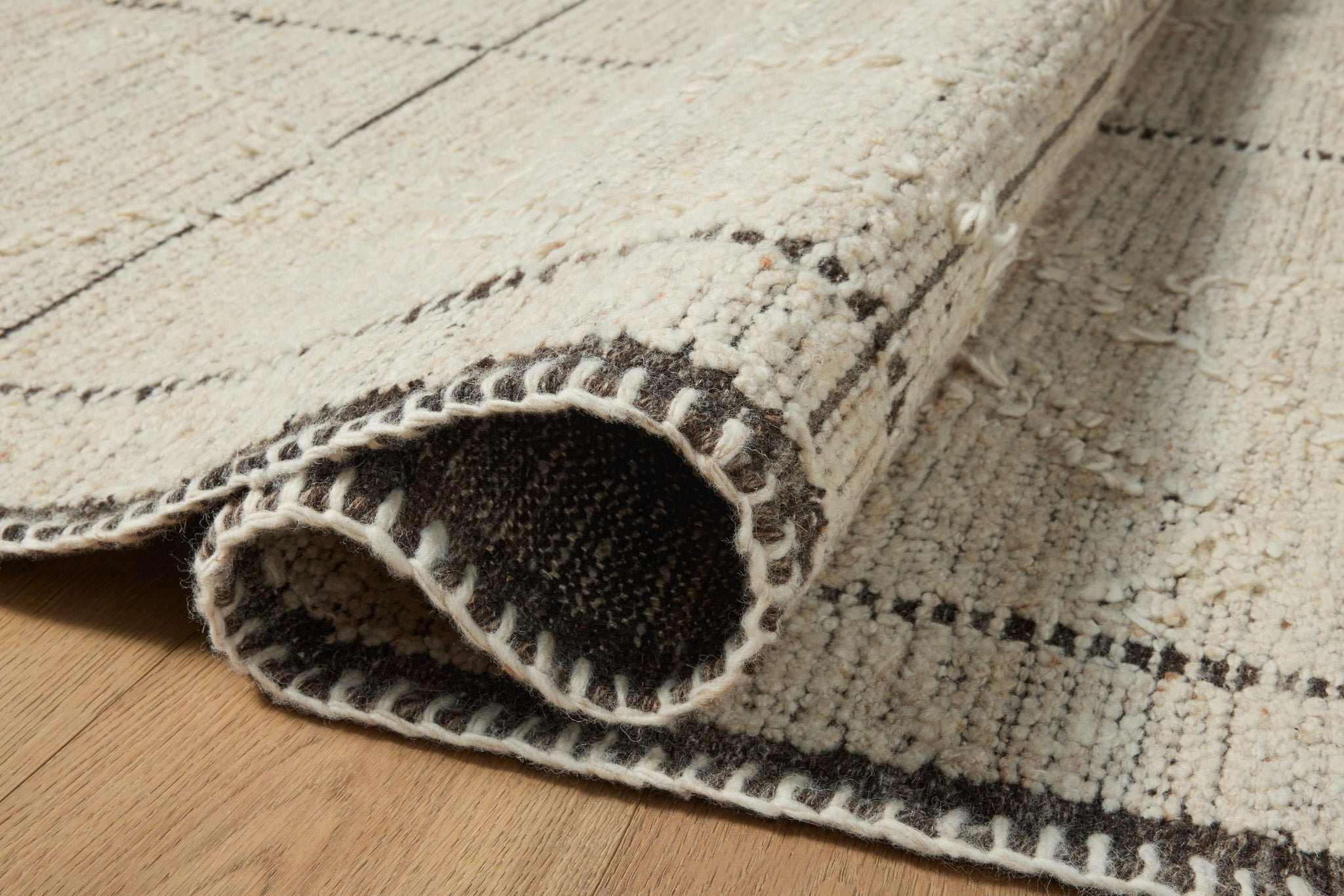 Amber Lewis x Loloi Bowie Ivory / Mocha Rug White Cliff Studio Area Rugs
