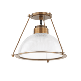 Oakville Semi Flush Ceiling Light in Patina Brass, Small