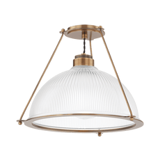 Oakville Semi Flush Ceiling Light in Patina Brass, Large