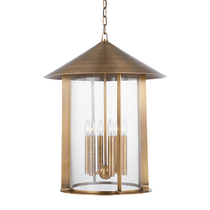 Turner Pendant Light in Patina Brass, Large White Cliff Studio Pendant