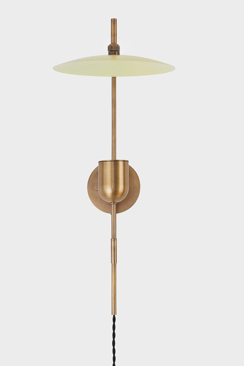 Mantis Plug - In Wall Light in Patina Brass