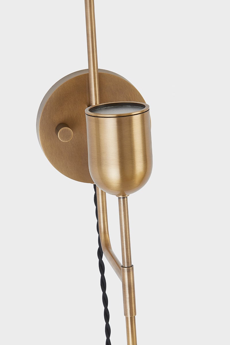 Mantis Plug - In Wall Light in Patina Brass