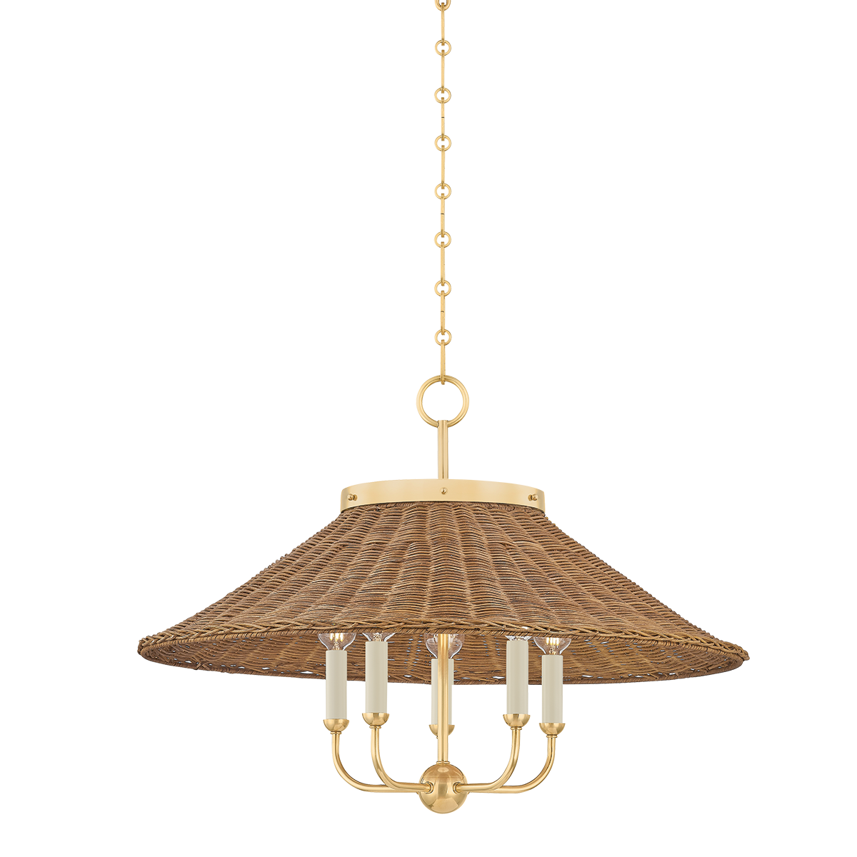 Hudson Valley Lighting Kensington Chandelier in Aged Brass - Detail Close-Up