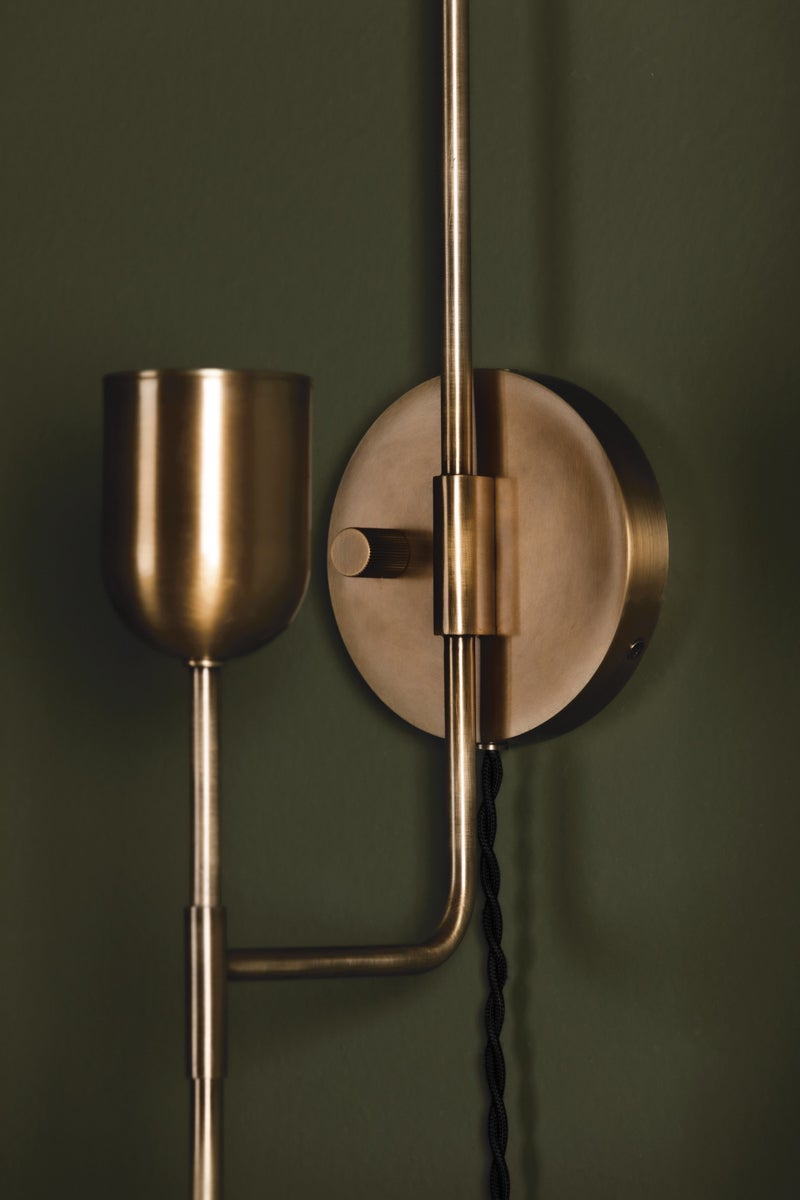 Mantis Plug - In Wall Light in Patina Brass