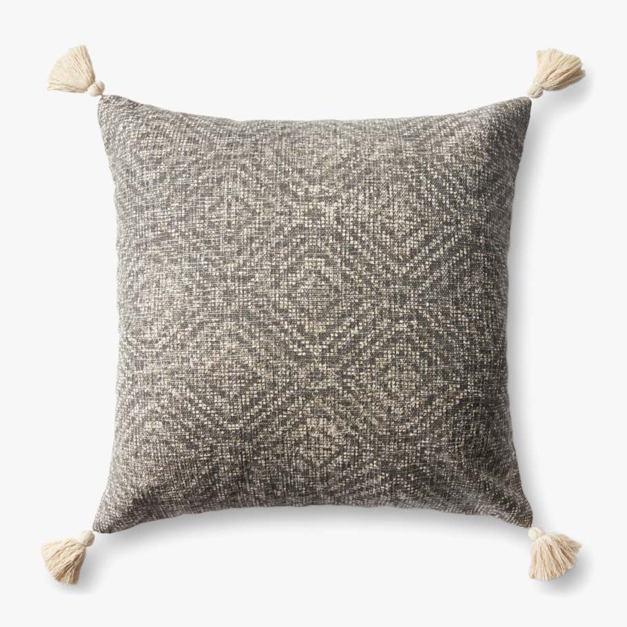 Loloi P0621 Charcoal Pillow White Cliff Studio Throw Pillows