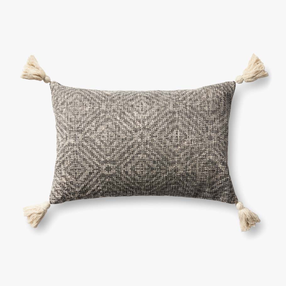 Loloi P0621 Charcoal Pillow White Cliff Studio Throw Pillows