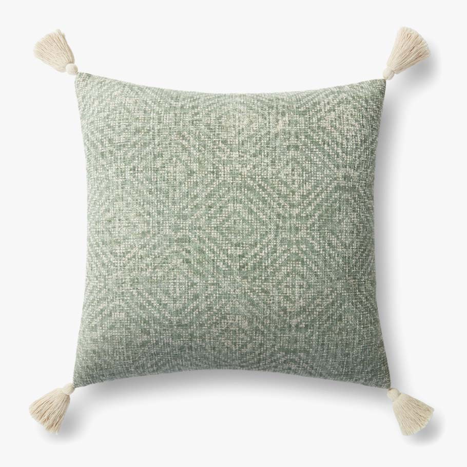 Loloi P0621 Green Pillow White Cliff Studio Throw Pillows