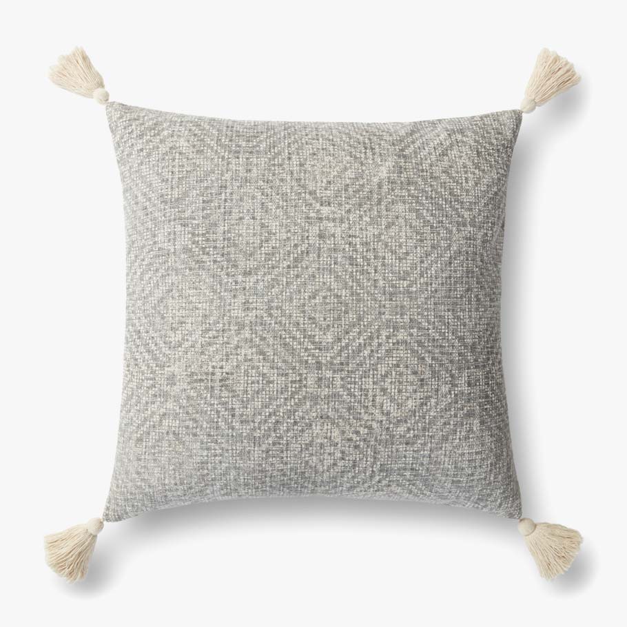 Loloi P0621 Lt Grey Pillow White Cliff Studio Throw Pillows
