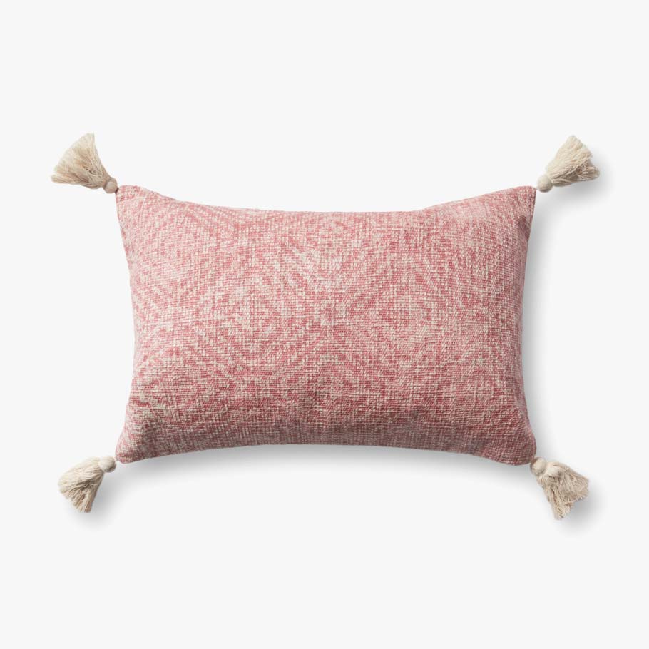 Loloi P0621 Pink Pillow White Cliff Studio Throw Pillows