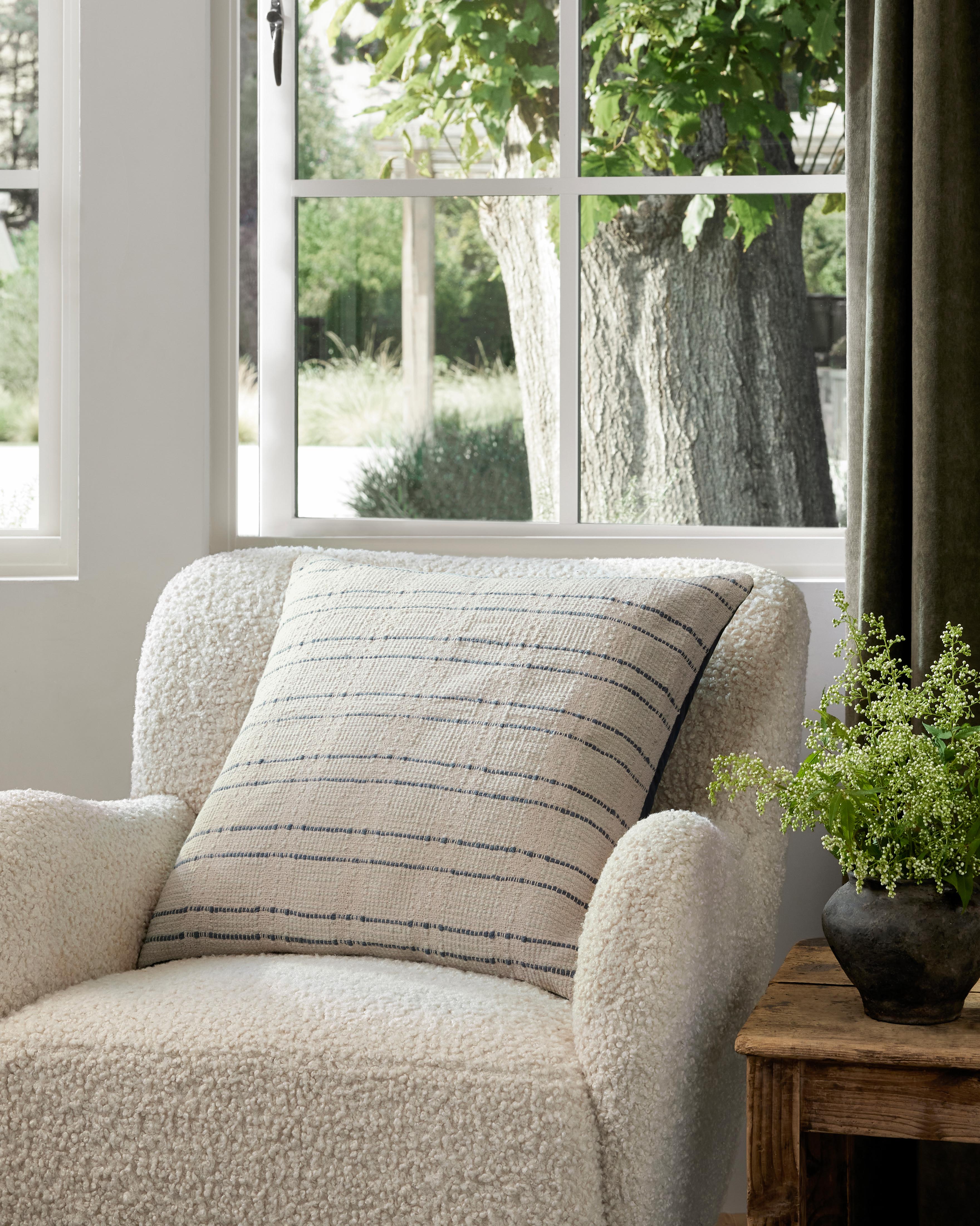 Amber Lewis x Loloi No Name Cream / Blue Pillow - Image 3