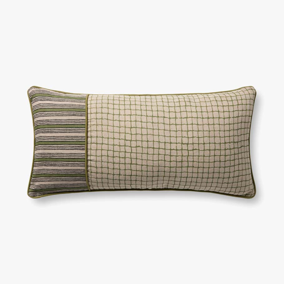 Loloi PLL0198 Green Pillow White Cliff Studio Throw Pillows