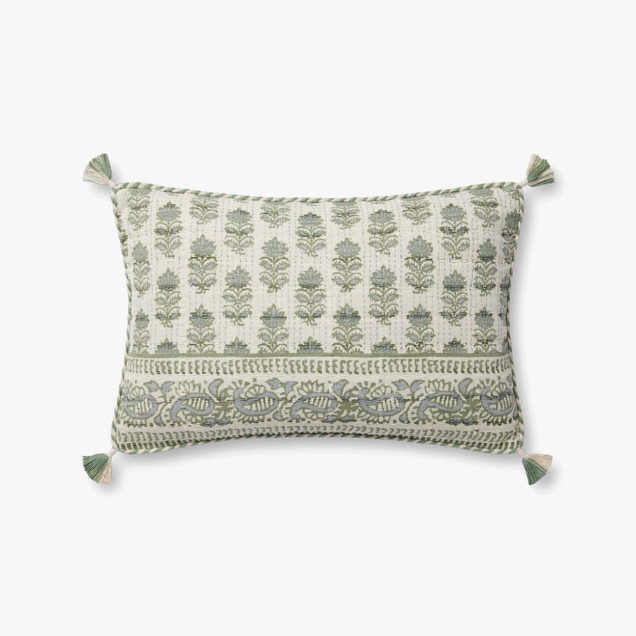 Loloi PLL0113 Sage / Ivory Pillow White Cliff Studio Throw Pillows